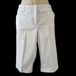 NYC Skimmer White Cotton Twill Shorts Clam Digger Pockets Mid Rise Womens 4 NEW